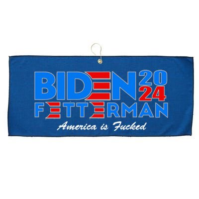 Biden Fetterman 2024 America Is Fucked Funny Large Microfiber Waffle Golf Towel