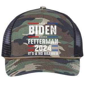 Biden Fetterman 2024 Its A No Brainer Retro Rope Trucker Hat Cap