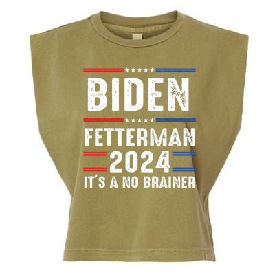 Biden Fetterman 2024 Its A No Brainer Garment-Dyed Women's Muscle Tee