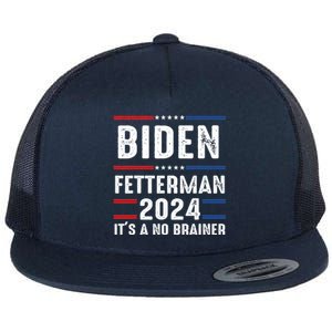 Biden Fetterman 2024 Its A No Brainer Flat Bill Trucker Hat