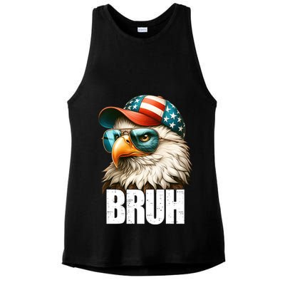 Bruh Fourth 4th Of July Eagle American Patriotic Ladies PosiCharge Tri-Blend Wicking Tank