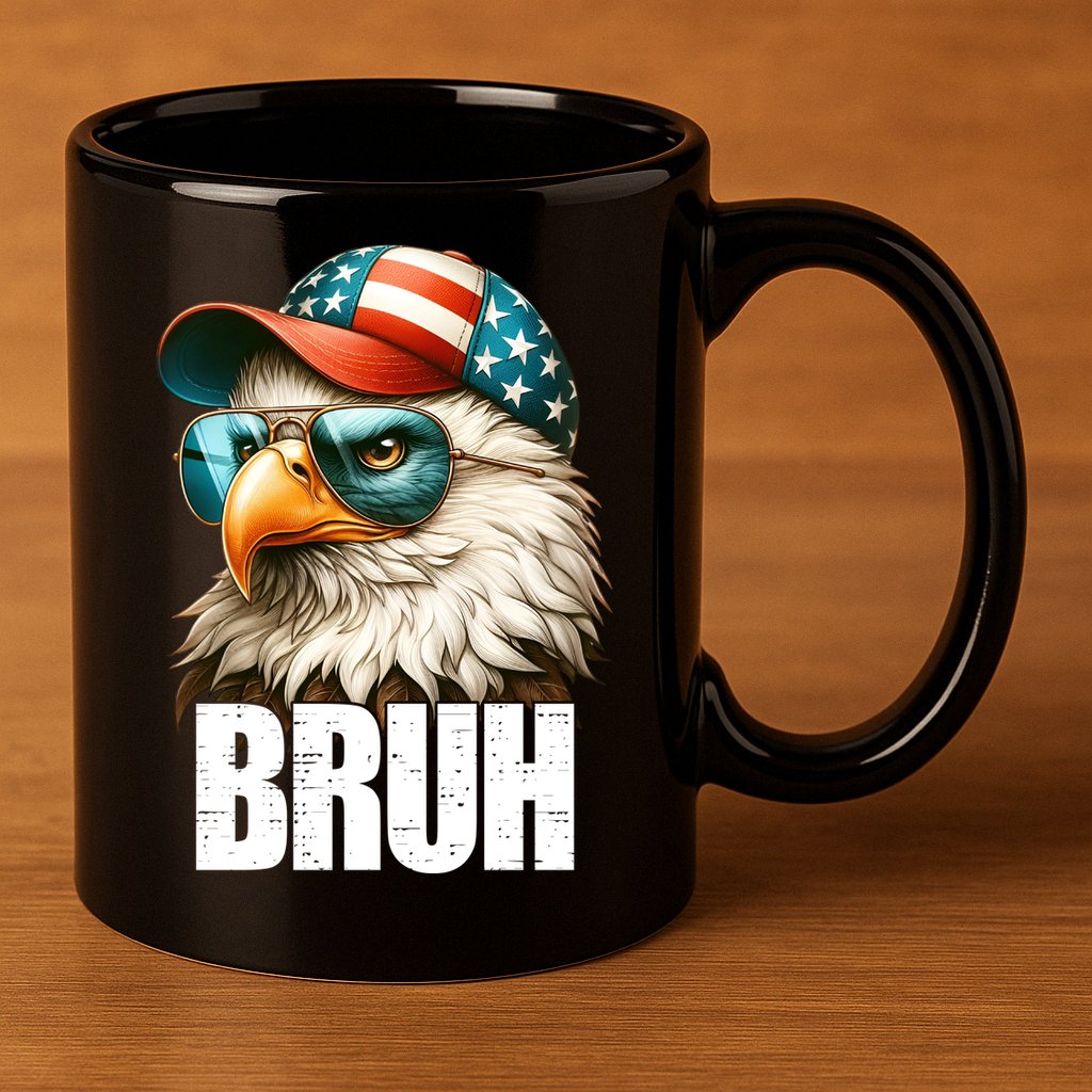 Bruh Fourth 4th Of July Eagle American Patriotic 11oz C Handle Ceramic Mug
