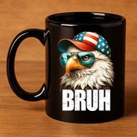 Bruh Fourth 4th Of July Eagle American Patriotic 11oz C Handle Ceramic Mug