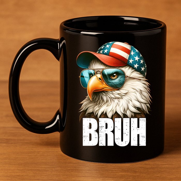 Bruh Fourth 4th Of July Eagle American Patriotic 11oz C Handle Ceramic Mug