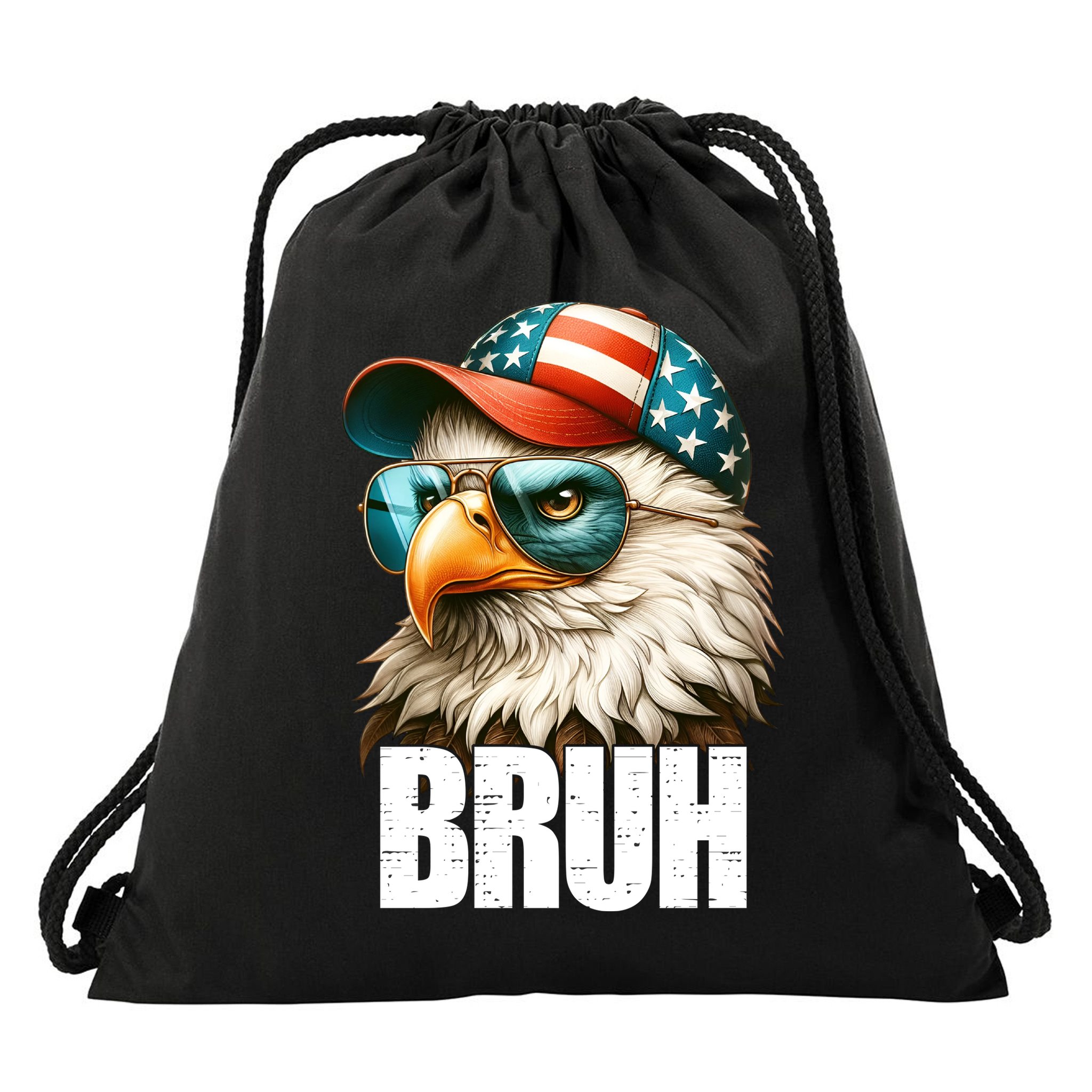 Bruh Fourth 4th Of July Eagle American Patriotic Drawstring Bag