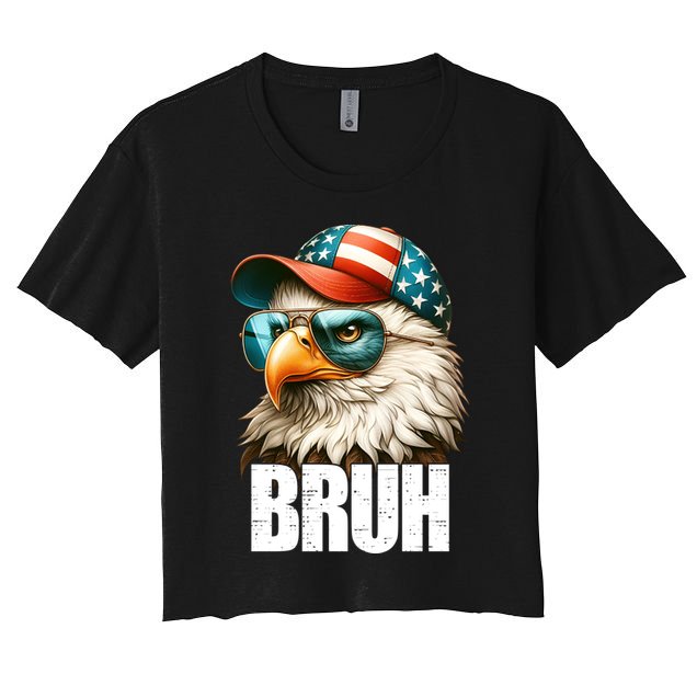 Bruh Fourth 4th Of July Eagle American Patriotic Crop Top