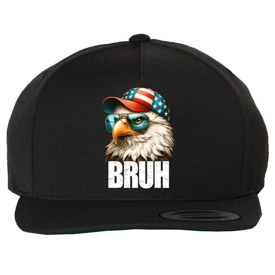 Bruh Fourth 4th Of July Eagle American Patriotic Wool Snapback Cap