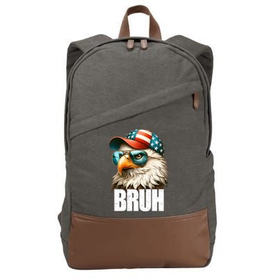Bruh Fourth 4th Of July Eagle American Patriotic Cotton Canvas Backpack