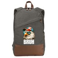 Bruh Fourth 4th Of July Eagle American Patriotic Cotton Canvas Backpack