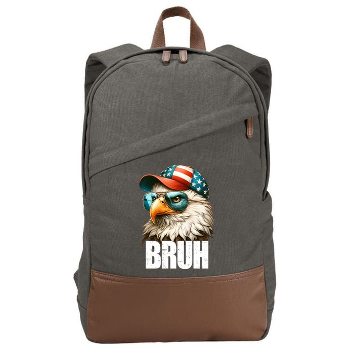 Bruh Fourth 4th Of July Eagle American Patriotic Cotton Canvas Backpack