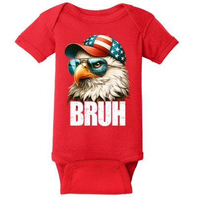 Bruh Fourth 4th Of July Eagle American Patriotic Baby Bodysuit