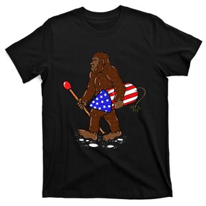 Bigfoot Fireworks 4th Of July Funny Sasquatch Lover T-Shirt