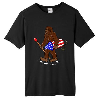 Bigfoot Fireworks 4th Of July Funny Sasquatch Lover Tall Fusion ChromaSoft Performance T-Shirt