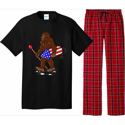 Bigfoot Fireworks 4th Of July Funny Sasquatch Lover Pajama Set