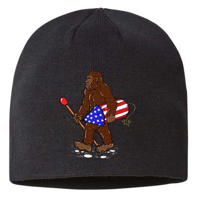 Bigfoot Fireworks 4th Of July Funny Sasquatch Lover Sustainable Beanie