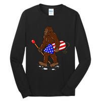 Bigfoot Fireworks 4th Of July Funny Sasquatch Lover Tall Long Sleeve T-Shirt