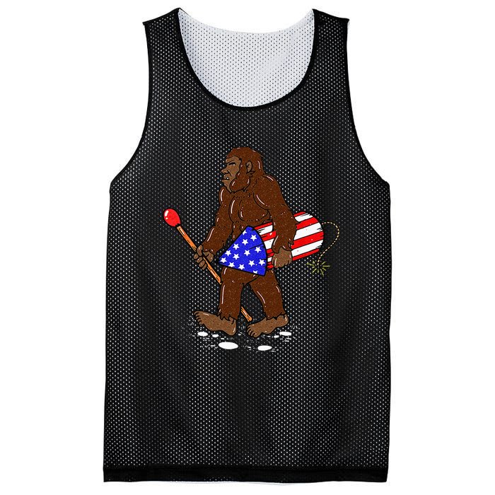 Bigfoot Fireworks 4th Of July Funny Sasquatch Lover Mesh Reversible Basketball Jersey Tank