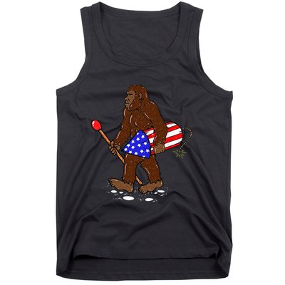 Bigfoot Fireworks 4th Of July Funny Sasquatch Lover Tank Top