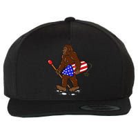 Bigfoot Fireworks 4th Of July Funny Sasquatch Lover Wool Snapback Cap