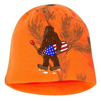 Bigfoot Fireworks 4th Of July Funny Sasquatch Lover Kati - Camo Knit Beanie