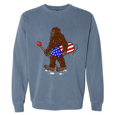 Bigfoot Fireworks 4th Of July Funny Sasquatch Lover Garment-Dyed Sweatshirt