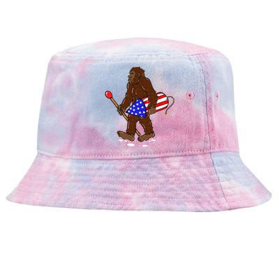 Bigfoot Fireworks 4th Of July Funny Sasquatch Lover Tie-Dyed Bucket Hat