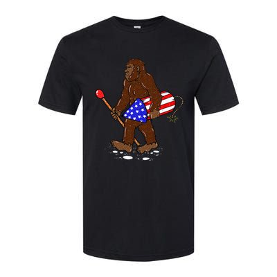 Bigfoot Fireworks 4th Of July Funny Sasquatch Lover Softstyle CVC T-Shirt