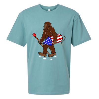 Bigfoot Fireworks 4th Of July Funny Sasquatch Lover Sueded Cloud Jersey T-Shirt