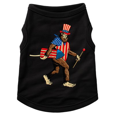 Bigfoot Fireworks 4th of July Sasquatch American Flag Doggie Tank
