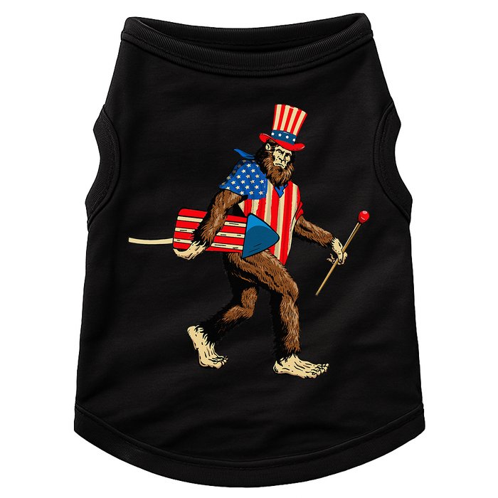 Bigfoot Fireworks 4th of July Sasquatch American Flag Doggie Tank