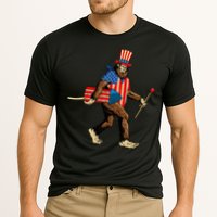 Bigfoot Fireworks 4th of July Sasquatch American Flag Cooling Performance Crew T-Shirt