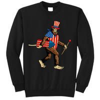 Bigfoot Fireworks 4th of July Sasquatch American Flag Sweatshirt