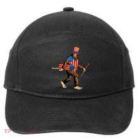 Bigfoot Fireworks 4th of July Sasquatch American Flag 7-Panel Snapback Hat