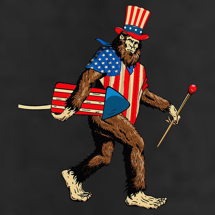 Bigfoot Fireworks 4th of July Sasquatch American Flag Beanie