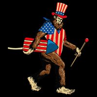 Bigfoot Fireworks 4th of July Sasquatch American Flag Pom Pom 12in Knit Beanie