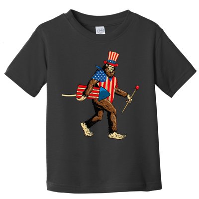 Bigfoot Fireworks 4th of July Sasquatch American Flag Toddler T-Shirt