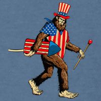Bigfoot Fireworks 4th of July Sasquatch American Flag Garment-Dyed Sweatshirt