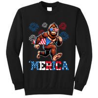 Bigfoot Fireworks 4th Of July Men Sasquatch American Flag Sweatshirt