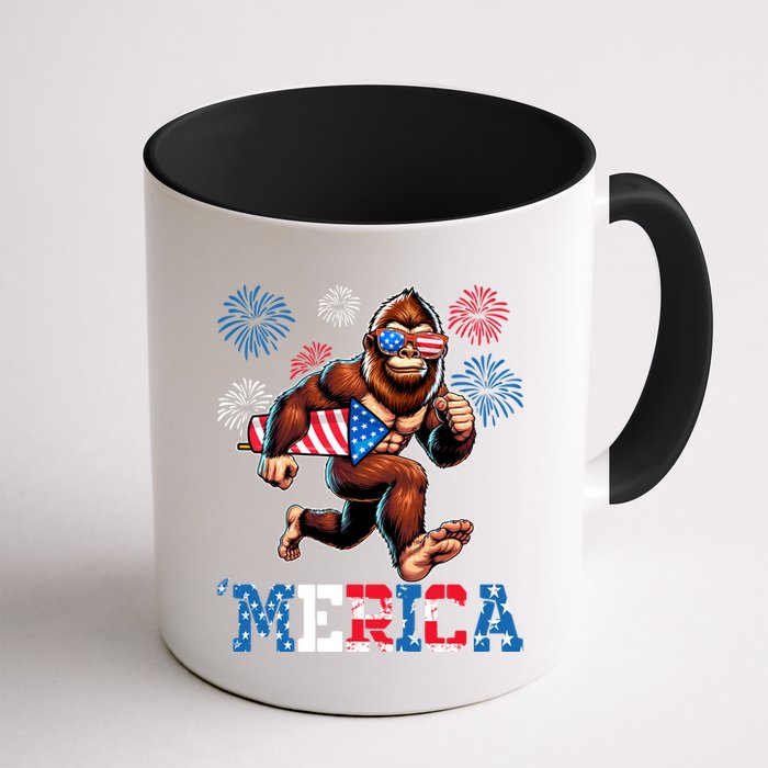 Bigfoot Fireworks 4th Of July Men Sasquatch American Flag Mug