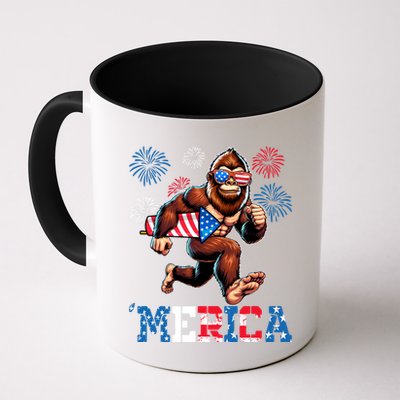 Bigfoot Fireworks 4th Of July Men Sasquatch American Flag Mug