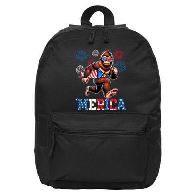 Bigfoot Fireworks 4th Of July Men Sasquatch American Flag 16 in Basic Backpack