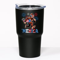 Bigfoot Fireworks 4th Of July Men Sasquatch American Flag Tumbler