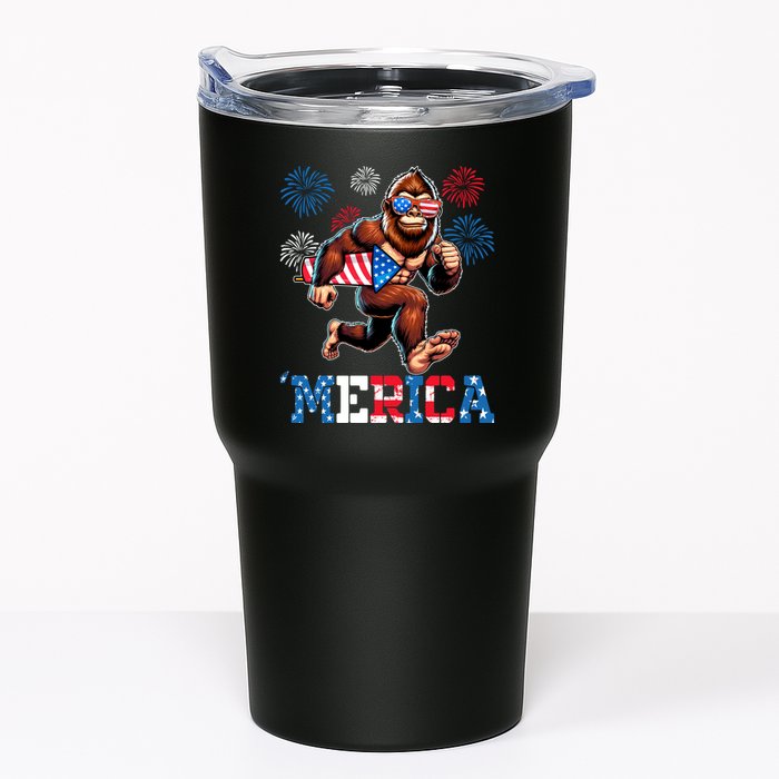 Bigfoot Fireworks 4th Of July Men Sasquatch American Flag Tumbler