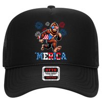 Bigfoot Fireworks 4th Of July Men Sasquatch American Flag Trucker Hat