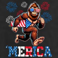 Bigfoot Fireworks 4th Of July Men Sasquatch American Flag Trucker Hat