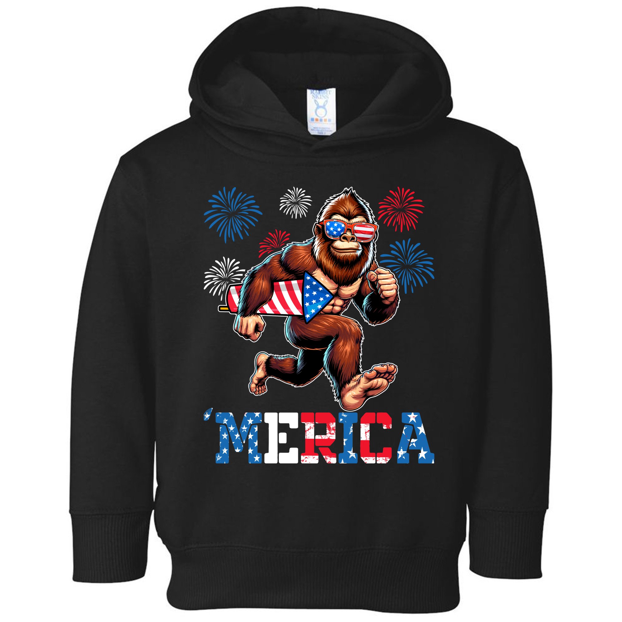 Bigfoot Fireworks 4th Of July Men Sasquatch American Flag Toddler Hoodie