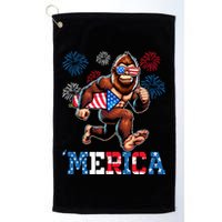 Bigfoot Fireworks 4th Of July Men Sasquatch American Flag Golf Towel