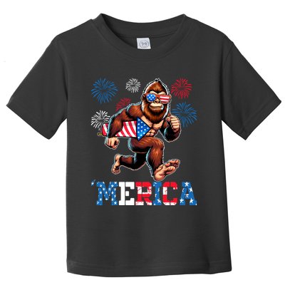 Bigfoot Fireworks 4th Of July Men Sasquatch American Flag Toddler T-Shirt