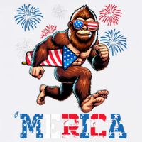 Bigfoot Fireworks 4th Of July Men Sasquatch American Flag Garment-Dyed Sweatshirt