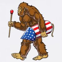 Bigfoot Fireworks 4th Of July Sasquatch American Flag Us Full-Length Apron With Pockets